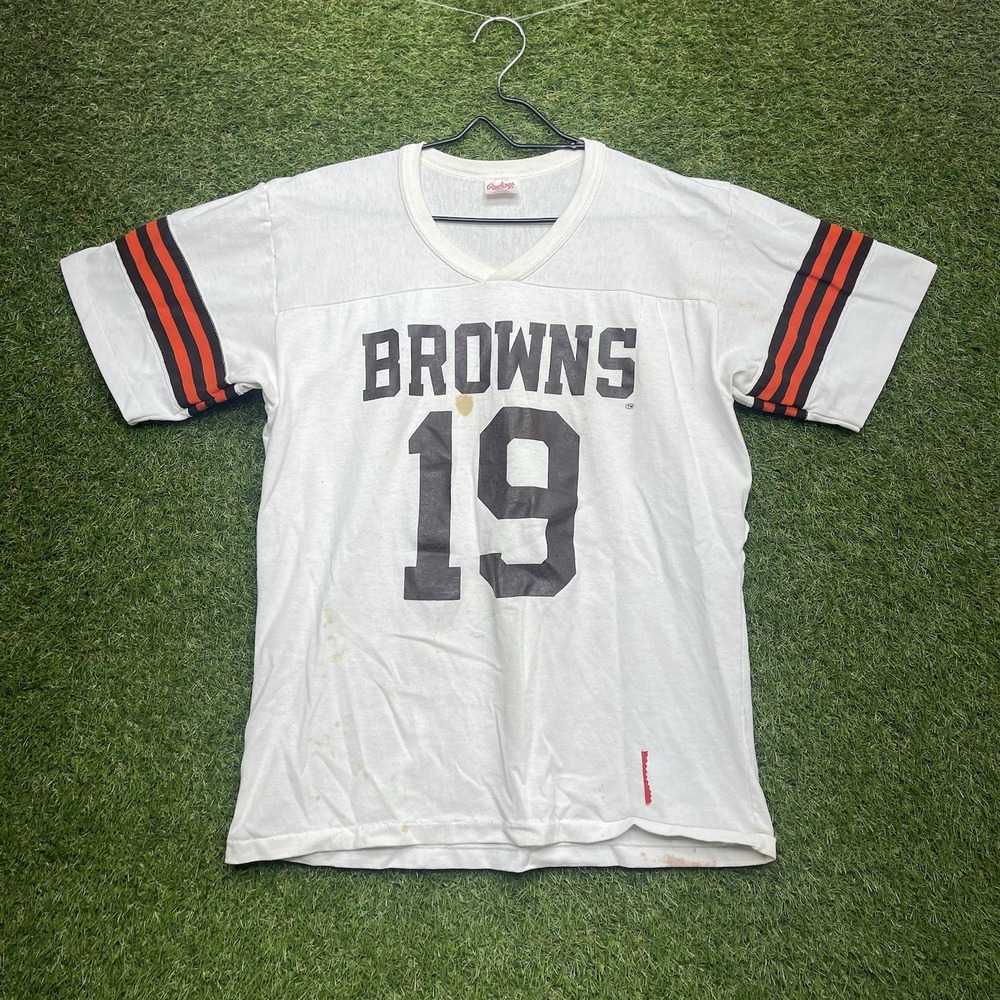 Vintage Cleveland Browns NFL Jersey Mens Large MacGregor #19 White Rawlings